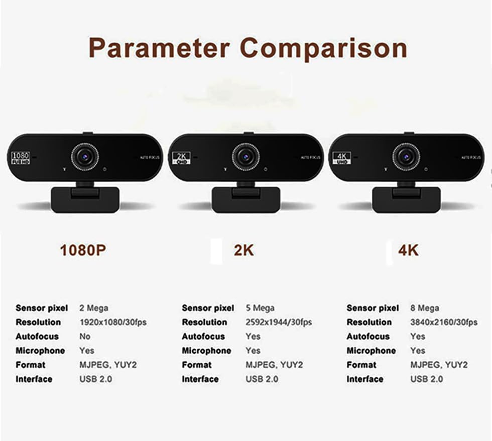Hprosper 4K Webcam with Microphone for PC, Wide Angle Computer Camera USB Streaming Webcam, Plug & Play External for Laptop Desktop Mac, Streaming Gaming Video Calls with Tripod & Privacy Cover