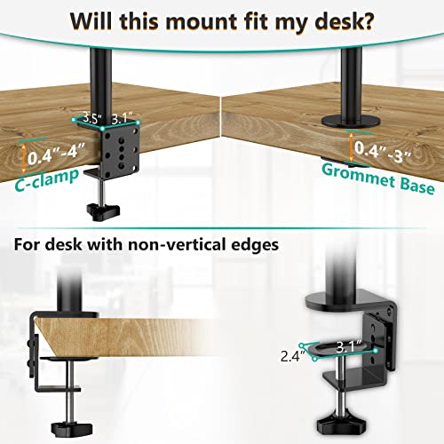 WALI Single Monitor Stand Desk Mount, Tall Monitor Stand Fully Adjustable with 39” Height Pole, Articulating Arm for Computer Screen up to 38 inch, 22lbs (M001XXL), Black - size: 13"-38", style: Single