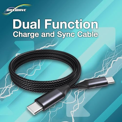 BoxWave Cable Compatible with Camp Snap Screen-Free Digital Camera - DirectSync PD Cable (3ft) - USB-C to USB-C (100W), Type C Braided Charge and Fast Sync - Jet Black