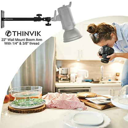 Thinvik Photography Studio Camera Stand,Lighting Wall Ceiling Mount Boom Arm for Video Monolight,Reflector,Overhead Vertical Horizontal Mounting - Aluminum Alloy Stands for Photographic Apparatus