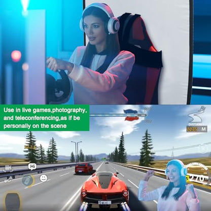 Green Screen Backdrop, 58in Portable Green Screen Chair with Stand Double Sided Foldable Green Background, Chroma Key, for Photography Streaming Gaming Photo Zoom Video Chats and Meeting (White) - color: White