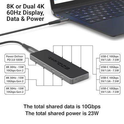 USB 4 Hub 8-in-1: Dual 4K 60Hz/8K Display, 7X USB-C Ports (3X USB4, 4X 10Gbps Data), 100W PD - Thunderbolt 3/4 Dock for MacBook Pro/Air M1/M2/M3, Windows, Chromebook - color: USB4 Max 8-in-1(Space Black)