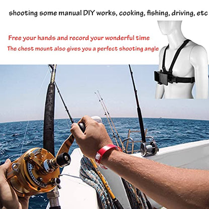 Phone Chest Mount Harness Vest and Head Strap Clip Holder | POV/VLOG, Compatible with phones and atcion cameras