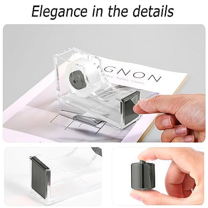 Office Desk Accessories，Office Supplies Set Acrylic Stapler Set Staple Remover, Tape Holder, Pen Holder, 2 Ballpoint Pen, Scissor, Binder Clips, Paper Clips and 1000pcs Staples(Black) - color: Black