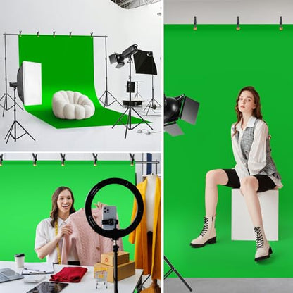 Green Screen Backdrop Kit, 6.5 x 10 Ft Portable Greenscreen Background with Stand, 5 Clamps & Carrying Bag for Photography, Streaming, Zoom, Gaming, YouTube - color: 119× 78IN Green