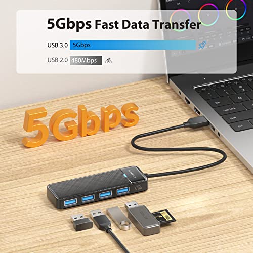 iDsonix USB Hub with 6ft Extension Cbale[Charging Not Supported], 4-Port USB 3.0 Splitter Ultra-Slim Extender for Desktop, Laptop, Xbox, Flash Drive, HDD, Console, Printer, PC, Keyboards, Mouse - size: USB-A 6ft