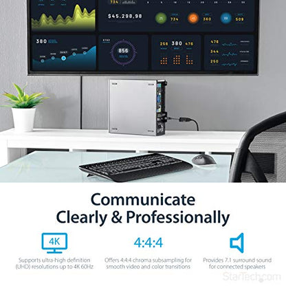 StarTech.com DisplayPort to HDMI Adapter - 4K 60Hz Active DP 1.4 to HDMI 2.0 Video Converter - DP to HDMI Monitor/TV/Display Cable Adapter Dongle - Latching DP Connector (DP2HD4K60S), Black | DP 1.4 to HDMI 2.0, 3840 x 2160, 4K 60Hz UHD, 7.1 audio, DPCP,