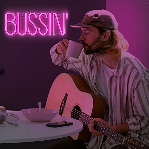 Lumoonosity Bussin Neon Sign - Meme Bussin Led Neon Lights for Gamers/Streamers/Influencers – Cool Trendy Led Signs with On/Off Switch for Wall, Bedroom, Game Room Decor - 16.9 x 6.5-inch - style: BUSSIN PINK