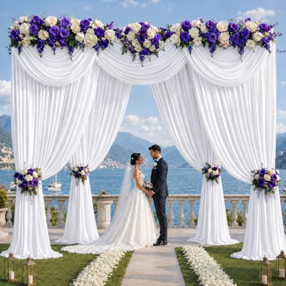 20ft x 12ft White Backdrop Curtains, Wrinkle Free Thick Fabric Polyester Curtains Backdrop Drapes Cover for Parties Wedding Birthday Photography Background, 4 Panels 5ft x 12ft - color: White, size: 20FT(W) x 12FT(H)