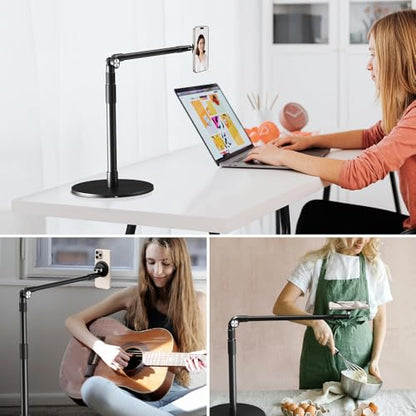 elitehood Magnetic Phone Stand for Overhead Recording, 15 in Long Arm Magsafe iPhone Holder for Video Recording, 360 Swivel Tilt Overhead Phone Mount for Filming, Meeting, Cooking, Painting, Crafting - style: Magnetic Stand
