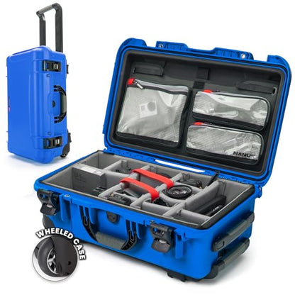 Nanuk 935 Pro Photo Kit – Waterproof Travel Camera Hard Case with Padded Dividers and Wheels, 22” x 14” x 9” - Dustproof and Impact Resistant, Airline Carry-On Approved – Blue | IP67 Waterproof Nk-7 Resin, Powerclaw Latches, Padded Divider and Lid Organiz
