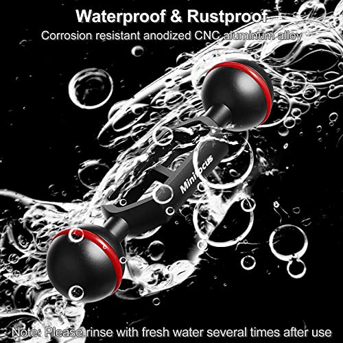 MINIFOCUS 4" Double Ball Aluminum Extension Arm, 1" Ball Head Connector Underwater CNC Arm System Ball Head Extension for Strobe/Video Light/Diving Camera Tray, Waterproof and Rustproof (2pack) - size: 4" Extension Arm
