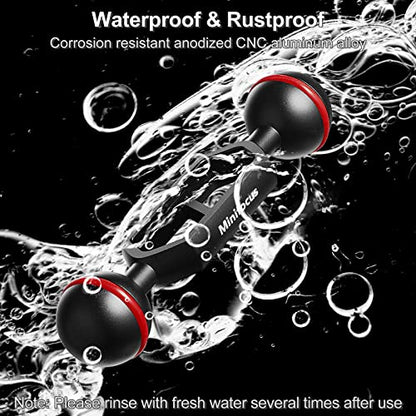 MINIFOCUS 4" Double Ball Aluminum Extension Arm, 1" Ball Head Connector Underwater CNC Arm System Ball Head Extension for Strobe/Video Light/Diving Camera Tray, Waterproof and Rustproof (2pack) - size: 4" Extension Arm