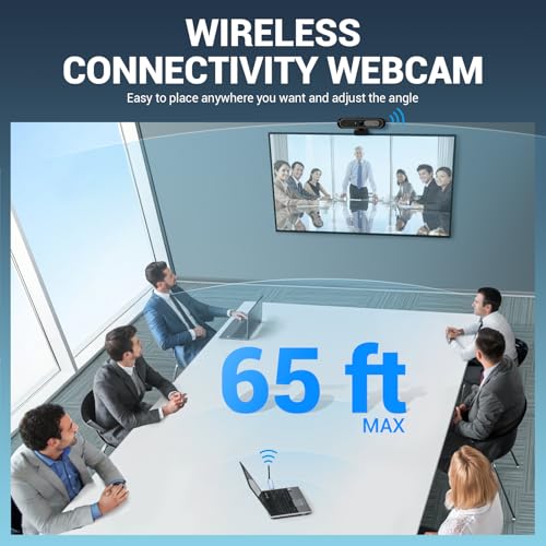 Gsou Wireless Webcam 1080P Full HD with Auto Electric Privacy Cover -2.4G Rechargeable Wireless Computer Camera with Manual Focus Ring, Half-Day Battery Life, Webcam for Streaming, Teams, Zoom, PC/Mac