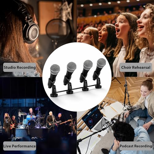 Musiin Multi-Function Desktop Microphone Stand, Adjustable Table Mic Stand with Microphone Clip (1-to-4 Microphone clip) - size: 1-to-4 Microphone clip