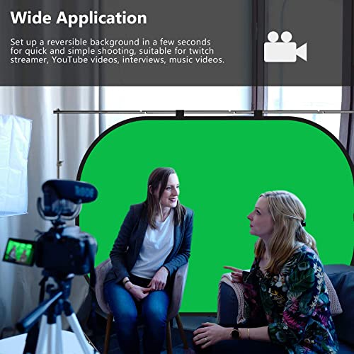 5x6.5ft Pop Up Green Screen, 2-in-1 Blue & Green Collapsible Chroma Key Backdrop for Live Streaming, Zoom Calls, Photography - color: Blue & Green