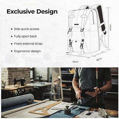 K&F CONCEPT Camera Backpack, Camera Bags for Photographers Dslr Cameras Compatible for Canon Nikon Sony DJI Mavic Drone, 20L Large Capacity Bag Cover 15.6 Inch Laptop Camera Cases with Raincover - color: 01-grey