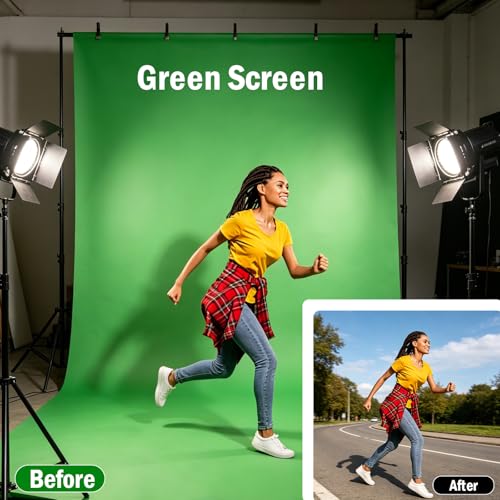 Green Screen Backdrop Kit,10 x 6.5 FT Heavy Duty Stand for Photography | Portable Green Screen Kit, 5 Clamps, Carrying Bag for Photography, Video Recording, Live Streaming, Gaming and Zoom Meetings - size: 6.5 X 10 Feet