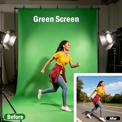 Green Screen Backdrop Kit,10 x 6.5 FT Heavy Duty Stand for Photography | Portable Green Screen Kit, 5 Clamps, Carrying Bag for Photography, Video Recording, Live Streaming, Gaming and Zoom Meetings - size: 6.5 X 10 Feet