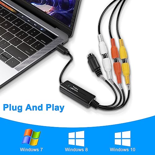 XMSJSIY RCA AV to USB C Converter - 1 Channel AV NTSC PAL Video S Video/Composite to USB Converter for Mobile Phone/PC