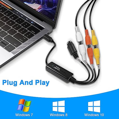 XMSJSIY RCA AV to USB C Converter - 1 Channel AV NTSC PAL Video S Video/Composite to USB Converter for Mobile Phone/PC