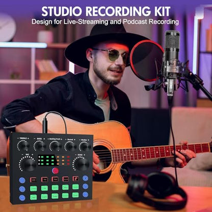 ALSO GO Upgraded Podcast Equipment Bundle for 2, Podcast Equipment with BM-800 Microphone & V8s Sound Card, Podcast Microphone Bundle for Podcasting, Recording, Singing, Streaming and Gaming - size: 2*Microphone