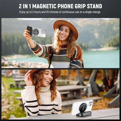 NEEWER Basics Magnetic Phone Camera Grip Handle with Shutter Remote Compatible with MagSafe iPhone ONLY, 18W Magnetic Charging, 5000mAh Rechargeable for Vlog Selfie Tripod Video Recording, WS-25001 - style: WS-25001