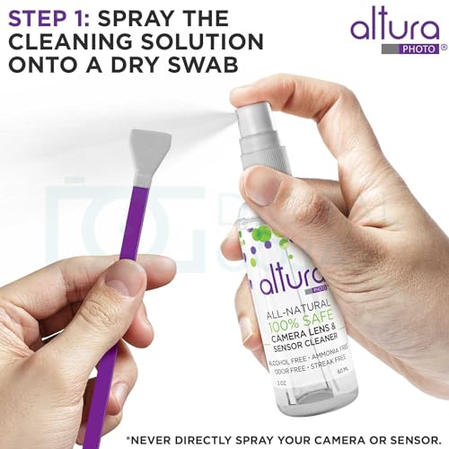 Altura Photo Camera Cleaning Kit - APS-C Lens & Sensor Cleaner with All-Natural Solution, 16mm Factory-Sealed Swabs, Pen, Blower, Brush, Cloths & Hard Case for Canon Nikon Sony DSLR Mirrorless - style: APS-C