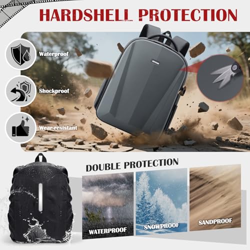 SDYSM Camera Backpack, Hardshell DSLR/SLR Camera Bag with Lens Pouch & 15.6" Laptop Compartment Waterproof Camera Case with Rain Cover Photography Backpack Compatible for Canon/Nikon/Sony/Drone,Gray - color: Grey