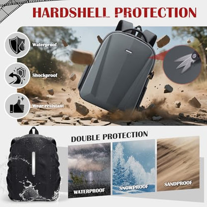 SDYSM Camera Backpack, Hardshell DSLR/SLR Camera Bag with Lens Pouch & 15.6" Laptop Compartment Waterproof Camera Case with Rain Cover Photography Backpack Compatible for Canon/Nikon/Sony/Drone,Gray - color: Grey