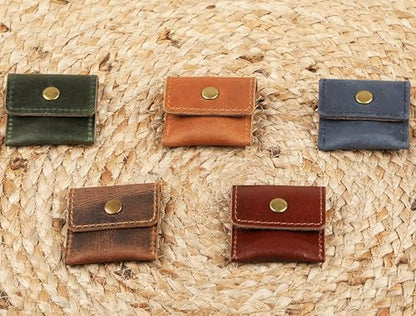 Leather Ring Pouch, Brown Leather Jewelry Holder, Wedding Case for Men and Women - Full Grain Pouch for Engagement Handcrafted Bridal Jewellery Storage, Guitar Picks Camera SD Card Holder - color: Brown
