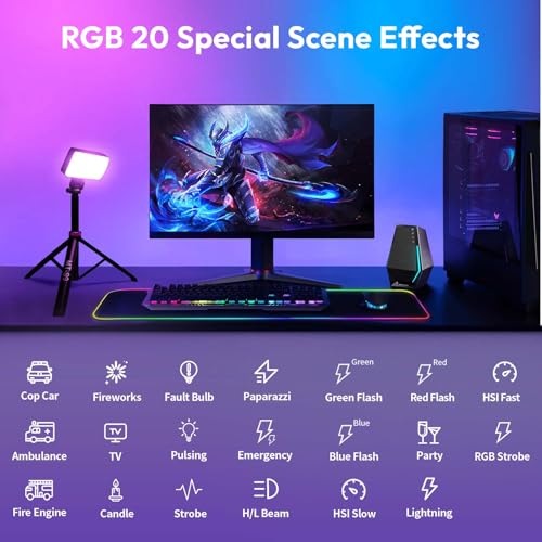 ULANZI 40W Portable RGB Video Light, 5000mAh Rechargeable LED Camera Light, 20 Scene Modes, 2700-6500K Mini Studio Lighting for YouTube, Vlogging, Live Streaming, Photography - color: LM-P40RGB