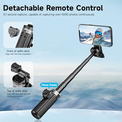 2026 5-in-1 Magnetic Selfie Stick with Remote for Cell Phone 360° Rotation - Transforms into Mini Tripod/Camera Grip/Handheld Stabilizer/Phone Stand.Extend to 16 inches - size: 16.1inch