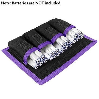 Meking 2 Pcs Battery Storage Case Bag with 4 Pockets for DSLR Camera, Suitable for AA/AAA Battery and LP-E6 LP-E8 LP-E10 LP-E12, EN-EL14 EN-EL15, NP-FW50 NP-F550 NP-FM500H - color: Purple 2pcs