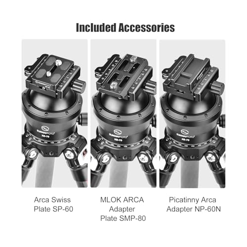 70mm Low Profile Tripod Ball Head,Ballhead for Hunting,Load 88.2lb(40KG), 2523