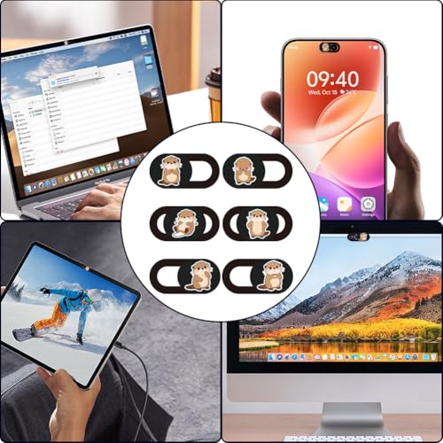 6Pcs 6 Styles Otter Cute Laptop Camera Cover Privacy Guard Accessories, 0.04 Inch Ultra Thin Webcam Cover Slide Protector Blocker for Desktop Computer Tablet Notebook Mini PC Office Use - color: Otter
