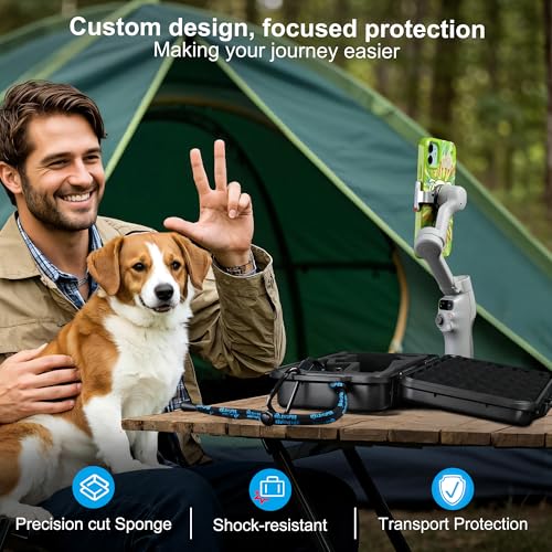 Lekufee Travel Waterproof Hard Case for DJI Osmo Mobile 8, Osmo Mobile 7P / 7 Gimbal Stabilizer and Accessories(Case & Bag Only)
