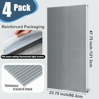 Pushglossy 4 Pack 23.75" X 47.75" X 0.2" Fluorescent Light Covers Classroom Office Diffuser Panels for 2x4ft Drop Ceiling Light Fixture Polycarbonate Replacement Cover for Hospital Home (Clear Black) - color: Clear Black