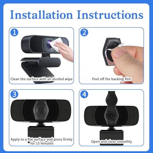 2 Pack Universal Webcam Cover, Desktop Computer Camera Privacy Cover Lens Shutter Cap Hood Plastic Streaming Web Camera Covers Clip for Laptop, Computer Black