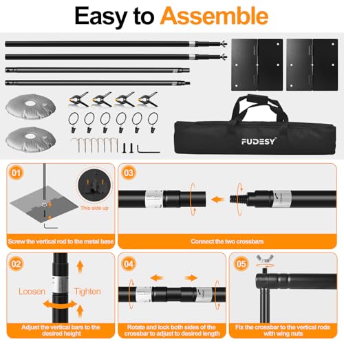FUDESY Backdrop Stand Heavy Duty, 8.5x10ft Adjustable Photo Background Pipe and Drape Backdrop Stand Kit with Metal Base for Photography Parties Birthday Video Studio - size: 8.5x10ft