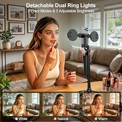 Content Creator Essentials Vlogging Kit for iPhone, 71" Tripod for iPhone Video Recording with Light, Wireless Microphones, Remote, Selfie Stick Phone Stand for TikTok, YouTube