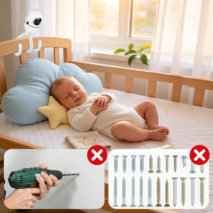 Tripod Baby Monitor Mount for HelloBaby HB6550/ HB6560/ HB65/ HB6351/ HB40/ HB6339/ HB6336, ANMEATE SM935E Monitor, Flexible Baby Camera Stand with 1/4" Screw – Portable, No Drilling - style: for HelloBaby-Tripod