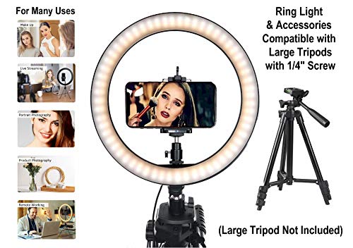 DaVoice 10" 3 Light Modes Desktop Ring Light for Zoom Meetings, with Stand, Phone Holder, USB Powered