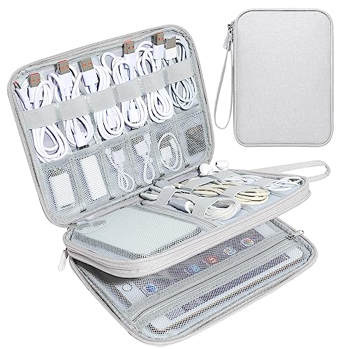 CILLA Electronics Organizer Travel, Travel Cord Organizer Case, Compact Electronics Accessories Bag for Cable, Cord, Charger, Phone - color: Grey