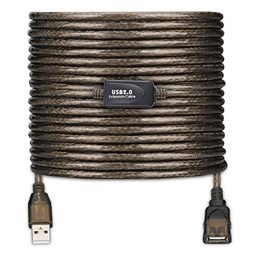 USB 2.0 Type A Male to A Female Active Repeater Extension Cable 50ft, High Speed 480 Mbps - color: Transparent black, size: 50FT