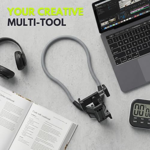 Neck Phone Holder, Hands-Free Chest Mount for Recording & POV Vlog, Phone Neck Mount with Adjustable Clip & Strap for iPhone Android, Cooking Fitness Fishing Content Creator