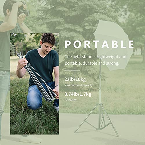 NEEWER 79"/2m Stainless Steel Light Stand, Spring Cushioned Heavy Duty Photography Tripod Stand with 1/4” to 3/8” Universal Screw Adapter for Strobe, LED Video Light, Ring Light, Monolight, Softbox - style: ST-200SS