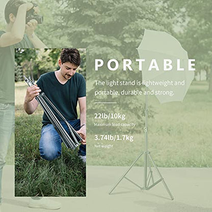 NEEWER 79"/2m Stainless Steel Light Stand, Spring Cushioned Heavy Duty Photography Tripod Stand with 1/4” to 3/8” Universal Screw Adapter for Strobe, LED Video Light, Ring Light, Monolight, Softbox - style: ST-200SS