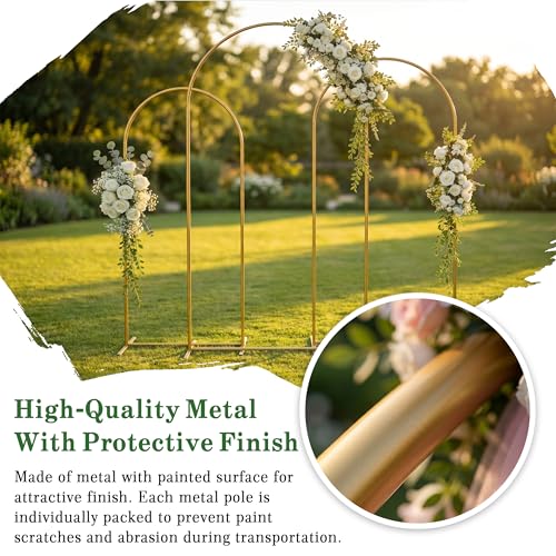 Metal Arch Backdrop Stand 7.2FT+6.6FT+6FT: Wedding Arch Frame for Ceremony Balloon Arch Stand for Birthday Anniversary Wedding Party Baby Shower