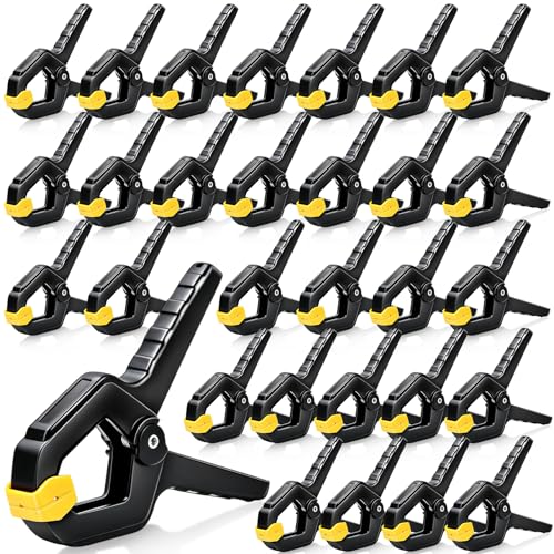 30 Pack Spring Clamps, Backdrop Clips, Balloon Arch Clips, Wood Clamps for Woodworking 3.5 inch Heavy Duty Clip Plastic Spring Clip Small Clamp for Backdrop Stand, Crafts, Tarp, Hanging, Pool Cover - color: Yello, size: 3.5 inch_30pcs
